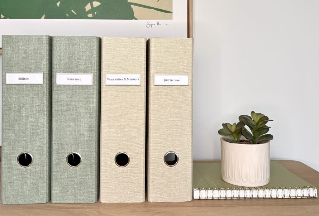 Organised paperwork folders created by ClearSpace Home, professional home organiser in Farnborough